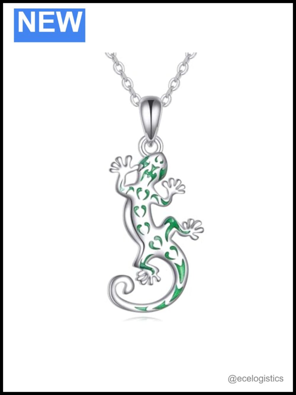 Sterling Silver Lizard Pendant Necklace 18+2 Inch Animal Jewelry Gift